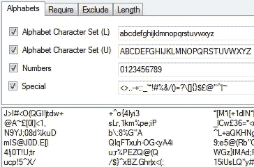 Adjust alphabets for strong passwords creation.