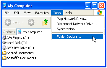 Click Folder Options from menu Tools.