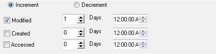 The panel of the date time increments settings.