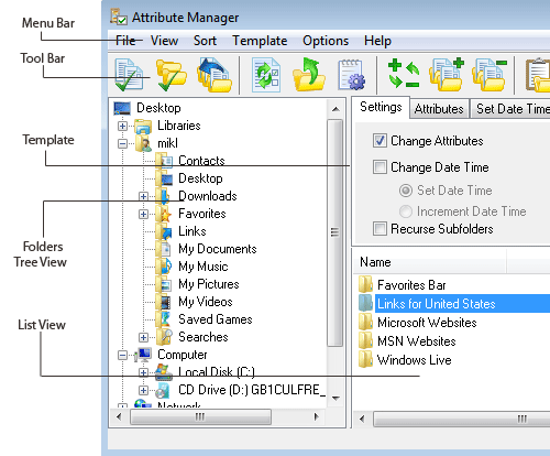 Main screen capture of the Attribute Manager.
