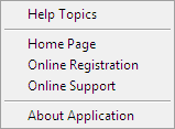 Help menu screen capture.