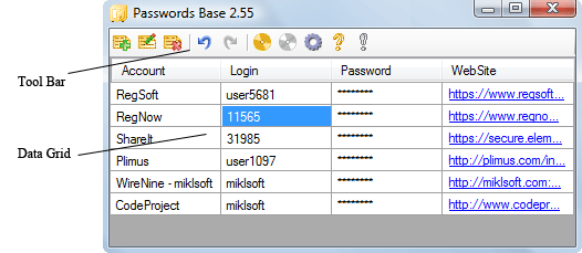 Passwords Base Interface.