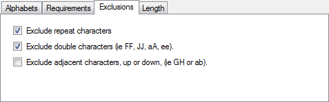 Exclusions dialog.