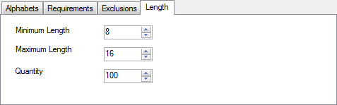 Password length preset.