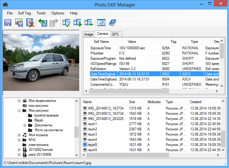 Photo EXIF Manager Interface.