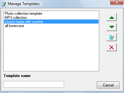 Manage template dialog