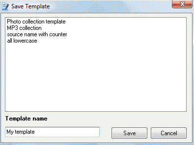Save template dialog