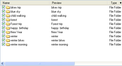 Source folders list.