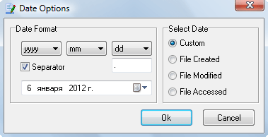This dialog allows you to manage Date options.