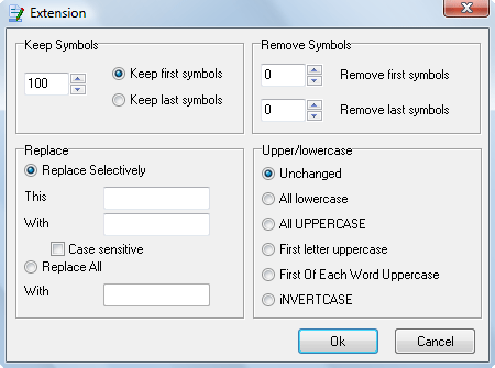 This dialog allows you to manage extension options.