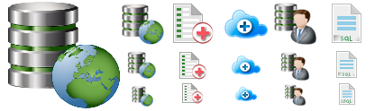 Several examples of the Database Icons Pack.