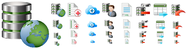 Several examples of the Database Icons Pack.