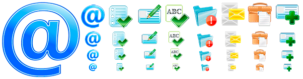 Several examples of the Email Icons Pack.