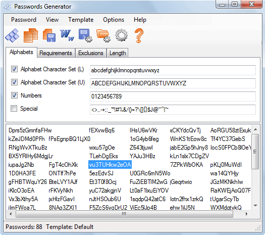 Click to view Passwords Generator 3.38 screenshot